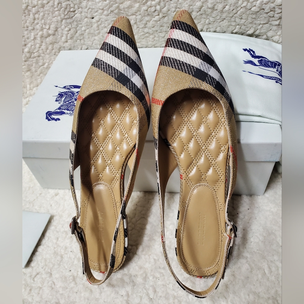 Burberry Birdie Check Slingback Flats - Picture 9 of 11